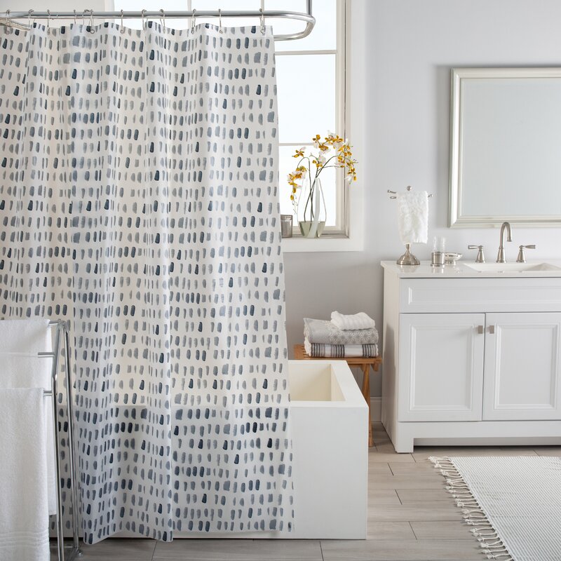 Ebern Designs Therapia Vinyl Geometric Single Shower Curtain | Wayfair